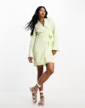 River Island wrap shirt dress in green