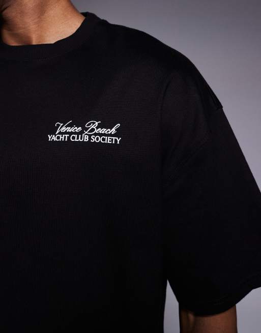 River Island 'yacht club society' oversized t-shirt in black, 5 of 5
