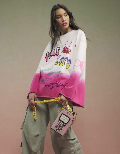 River Island Year zero dip dye sweatshirt in white - view 1