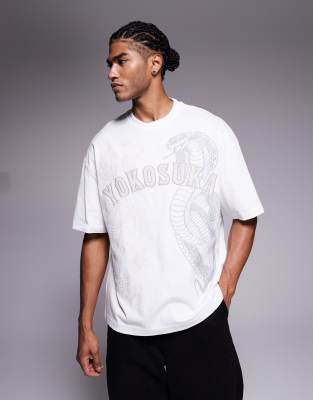 River Island 'yokosuka' cobra graphic t-shirt in white