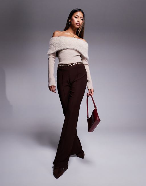 River Island - Zachte trui met bardot-hals in nertskleur, 3 van 4