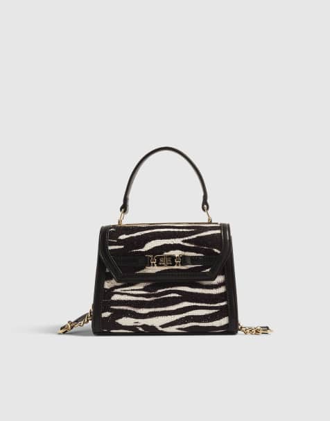 River Island Zebra diamante tote crossbody bag in black - view 1