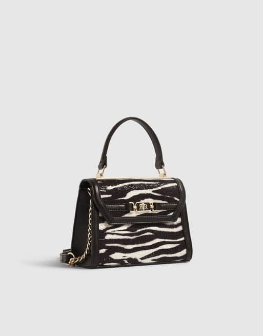 River Island Zebra diamante tote crossbody bag in black, 2 of 4
