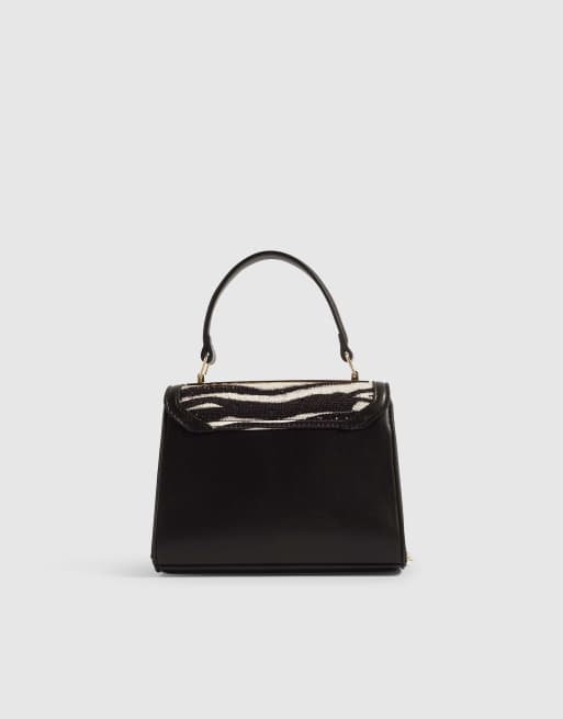 River Island Zebra diamante tote crossbody bag in black, 4 of 4