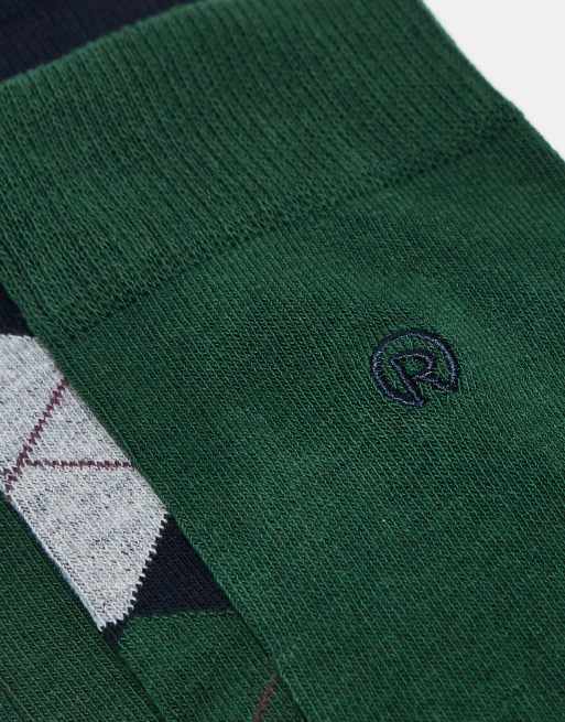 River Island – Zestaw 5 par zielonych skarpetek w romby, 3 z 4
