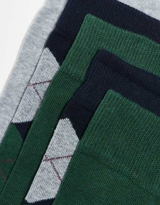 River Island – Zestaw 5 par zielonych skarpetek w romby, 4 z 4