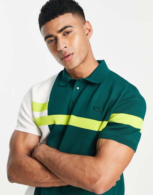 River Island – Zielona dopasowana koszulka polo z krótkimi rękawami