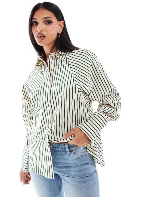 River Island – Zielona koszula popelinowa w paski