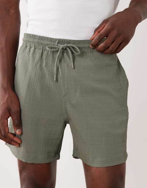 River Island – Zielone wciągane szorty z kory, 4 z 5