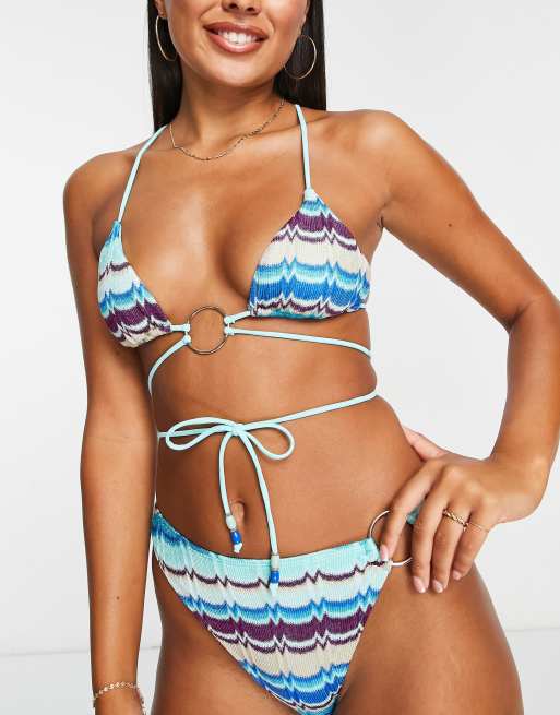 River Island zig in bikini - ASOS knitted a of zag ring detail set top blue part 