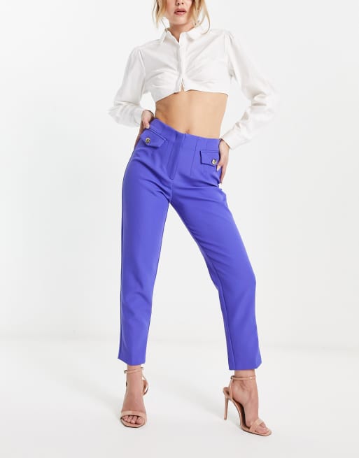 River Island – Zigarettenhose in Lila mit kleiner Tasche