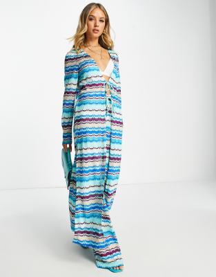 River Island zigzag knit beach ASOS blue - a set of | in cover-up part