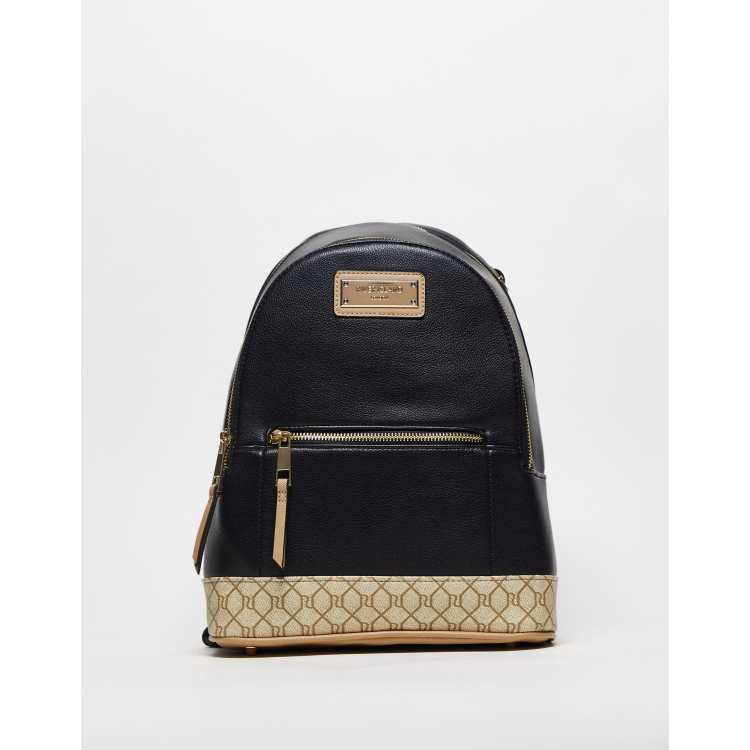 River Island zip pocket backpack in black