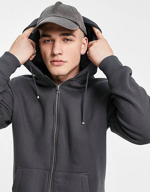 asos.com | River Island zip through hoodie in grey