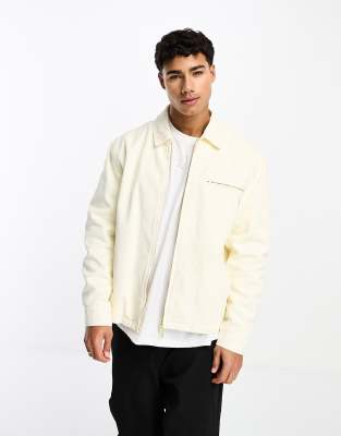 River Island zip through washed shacket in ecru-Neutral