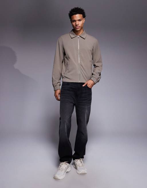 River Island zip up Harrington jacket in stone, 2 of 5