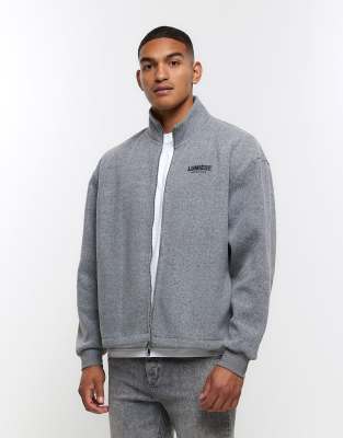 zip up sweatshirt in gray heather