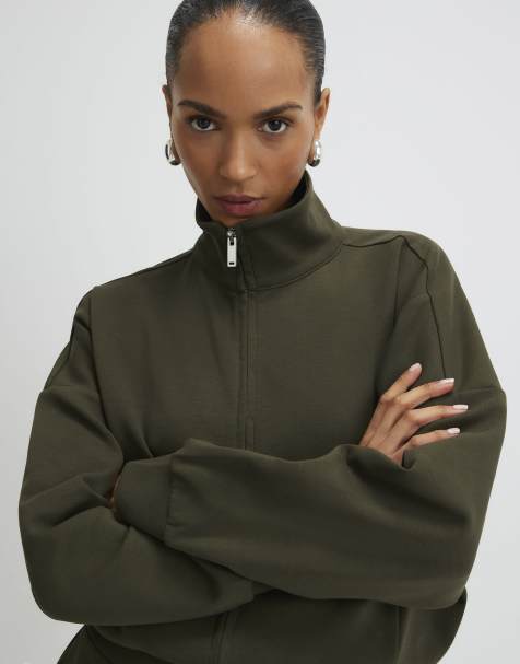 River Island Zip up sweatshirt in khaki - view 1