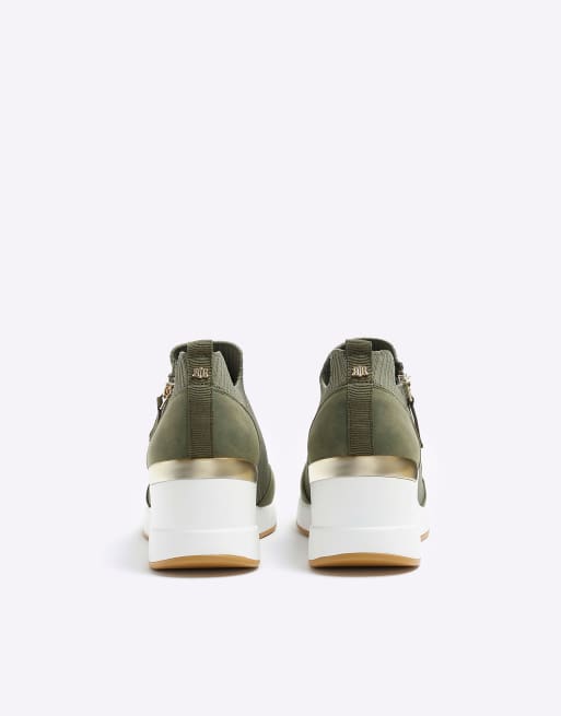 River island khaki store trainers