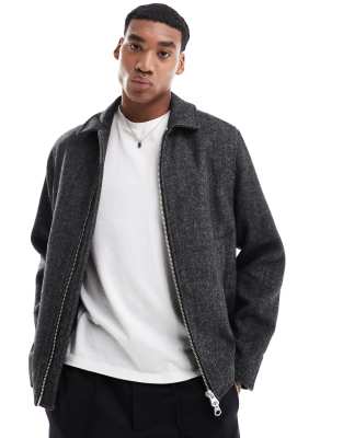 River Island zip wool jacket in grey