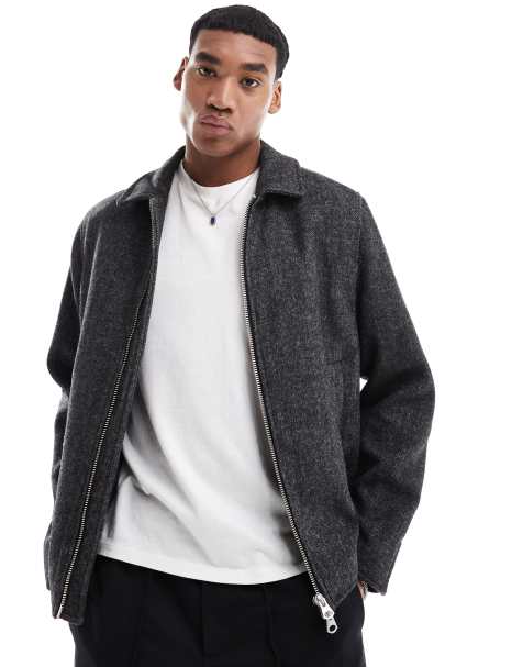 River Island zip wool look jacket in grey - view 1