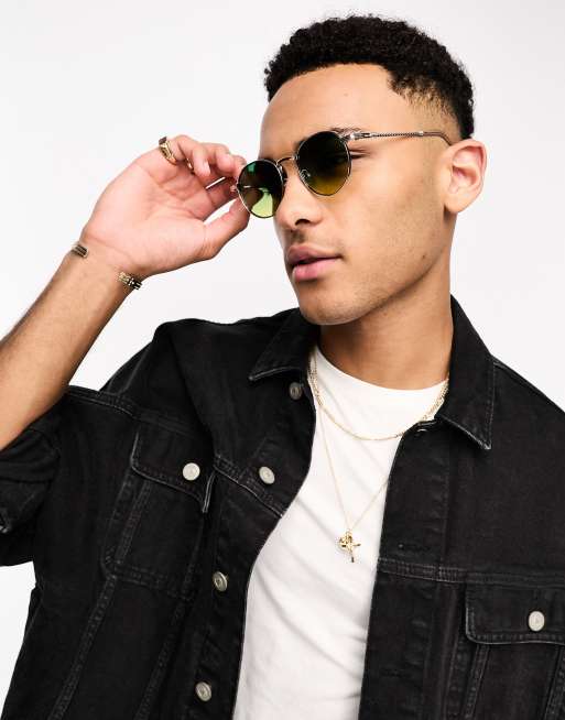 River Island - Zonnebril in zilver met gekleurde glazen