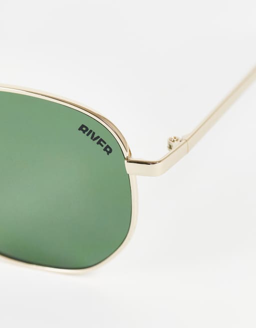 River Island - Zonnebril met ronde glazen in goud, 2 van 4