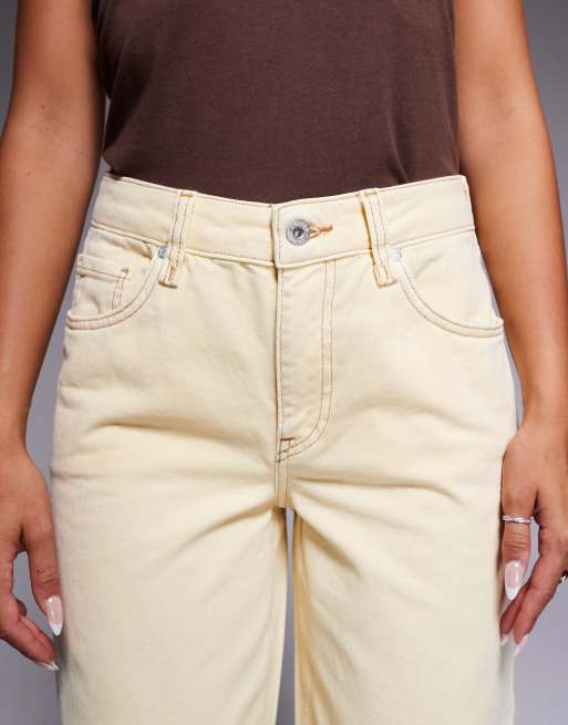 River Island – Żółte jeansy z baryłkowymi nogawkami i wysokim stanem, 4 z 5