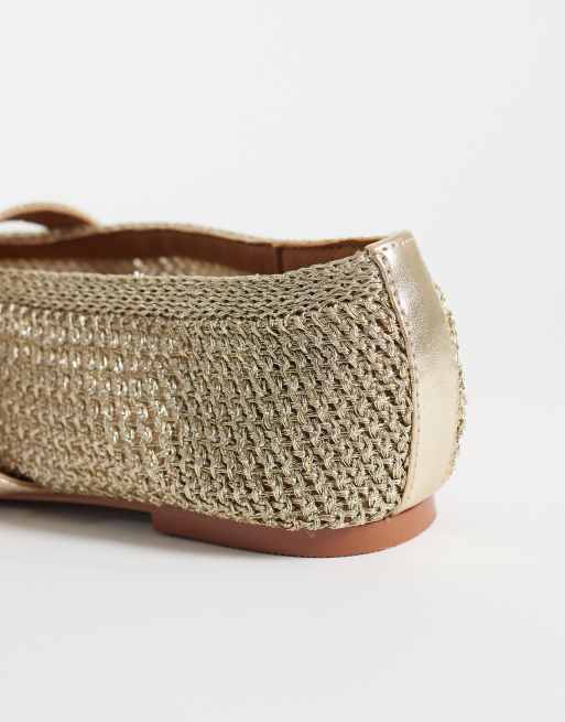 River Island – Złote szydełkowane balerinki typu Mary Jane, 4 z 4