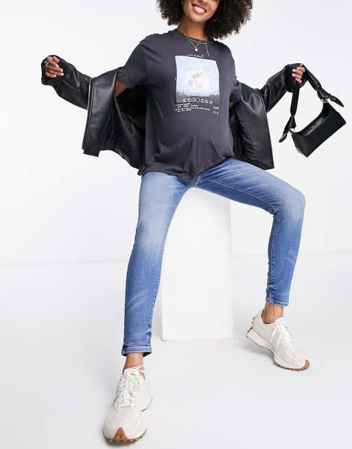 River Island - Zwangerschapskleding - Skinny jeans van denim in medium blauw, 4 van 4