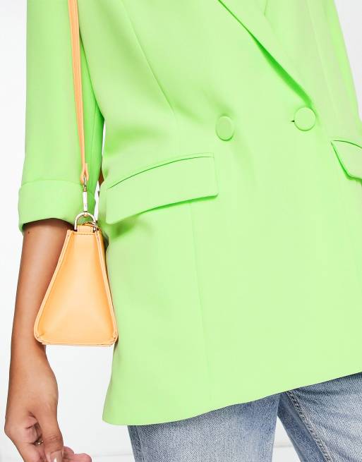 River Island – Zweireihiger Blazer in Hellgrün mit gerafften Ärmeln, Kombiteil, 4 von 4