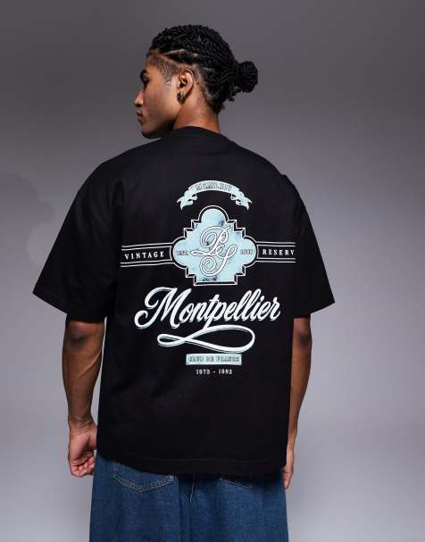 River Islandn oversized boulevard back print t-shirt in black - view 1