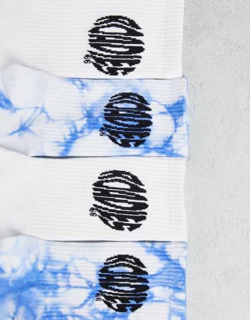 Roadies - Confezione da 2 paia di calzini, colore bianco e blu tie-dye, 2 di 4