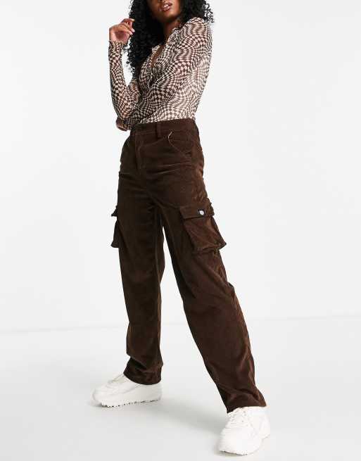 Roadies – Hose mit hohem Bund und weitem Bein in Braun, Kombiteil
