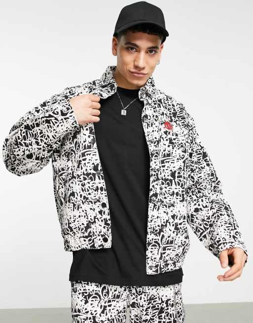 Roadies - Oversized jakke med graffitiprint i sort twill - Del af sæt