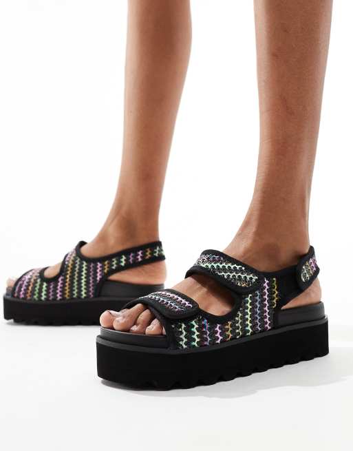 Rocketdog Balmy randy raffia sandals in black