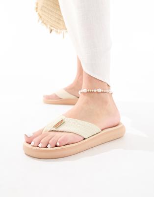  Sunset webbing flip flop in cream 