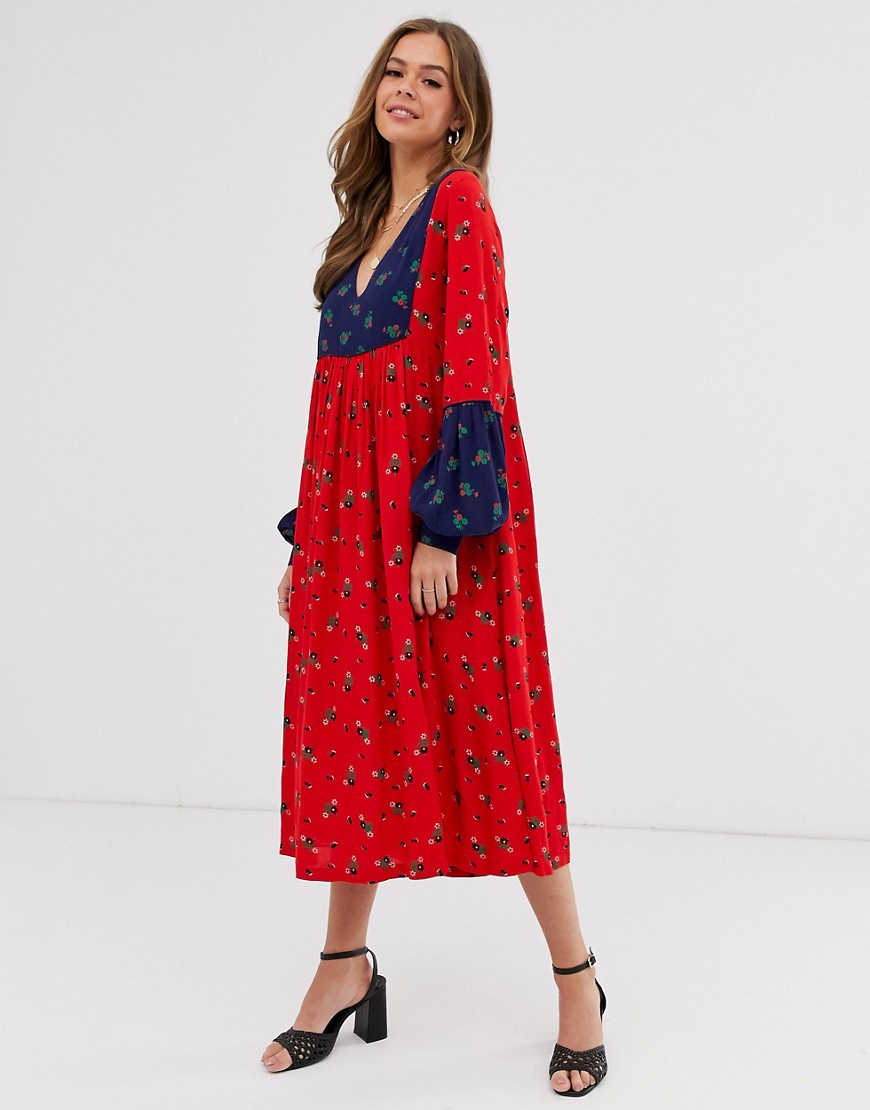 Rodrigue kjole i blomsterprint fra Leon & Harper-Rød