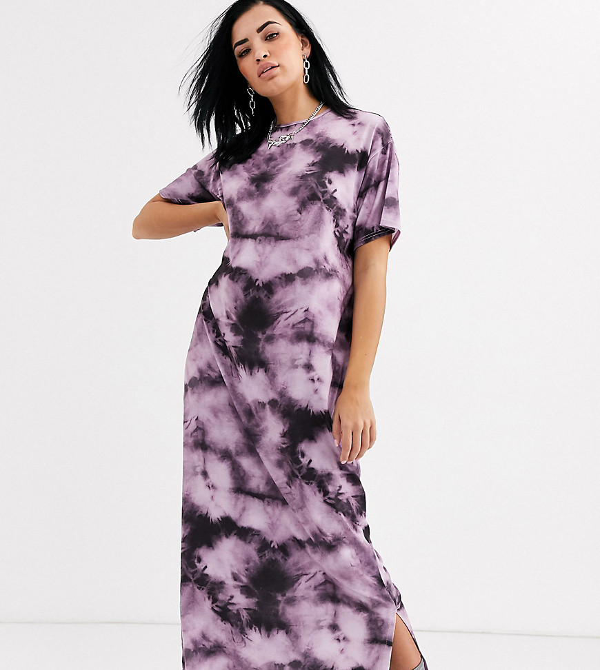 Rokoko – Batikmönstrad maxiklänning i t-shirtmodell-Lila