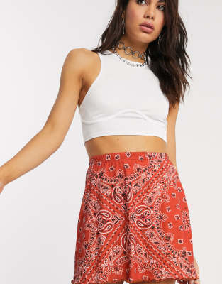 red mini skirt bandana print