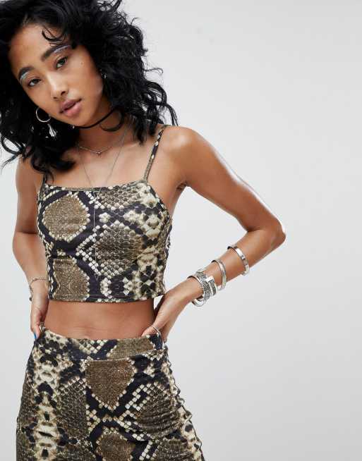 Rokoko Festival Cami crop top met slangenprint ASOS