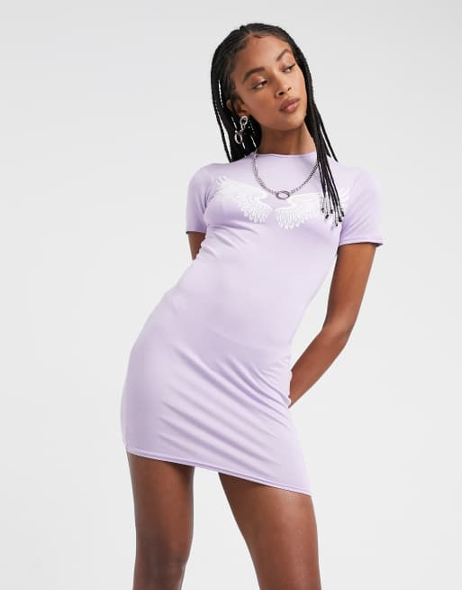 Rokoko – Kortärmad miniklänning i bodycon-modell med änglatryck, 3 av 4
