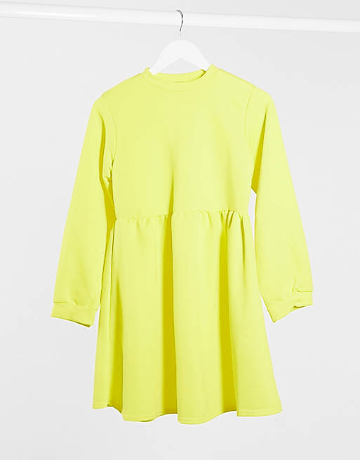 Rokoko oversized smock sweat dress in buttercup yellow