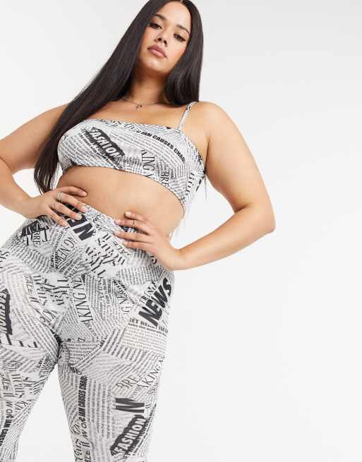 Rokoko - Plus - Co-ord set - Crop top met krantenprint, 3 van 4