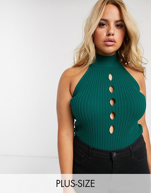 Rokoko Plus knitted crop top with cut out detail