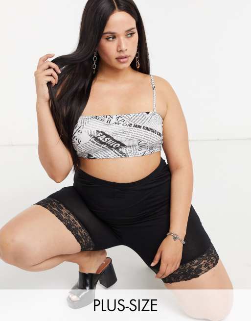 Plus Size YOURS FOR GOOD Black Lace Trim Legging Shorts