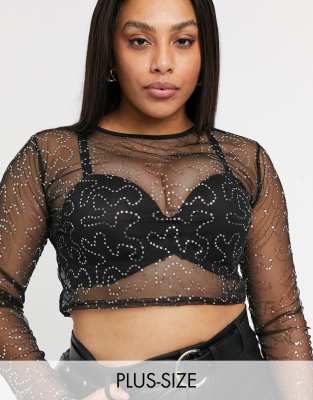 mesh crop top plus size