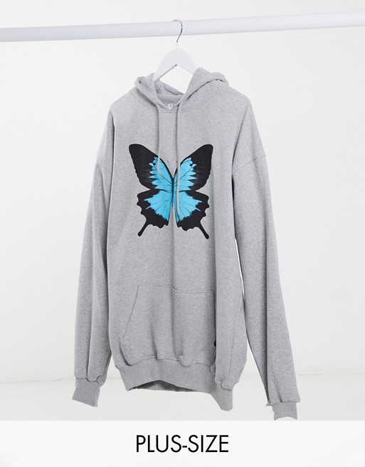 Rokoko Plus oversized hoodie with butterfly graphic