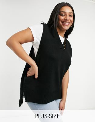 black oversized sweater vest