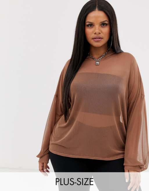 Plus size mesh sales hoodie